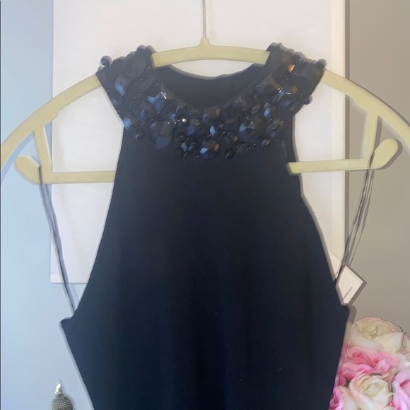 INC International Concepts Black Embellished Top cocktail new - Picture 2 of 8